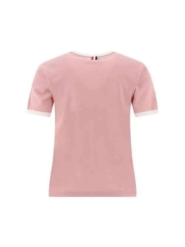 Women's Melange Jersey Ringer Short Sleeve T-Shirt Light Pink - THOM BROWNE - BALAAN 3