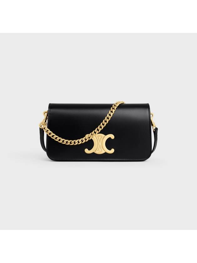 Logo Shiny Calfskin Shoulder Bag Black - CELINE - BALAAN 2