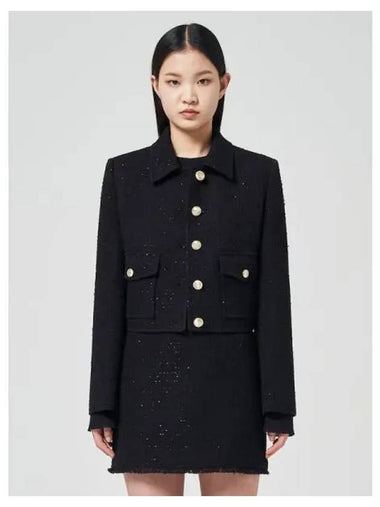 Sequin Tweed Button up Jacket Jumper Black Domestic Product GM0023120516622 - JUUN.J - BALAAN 1