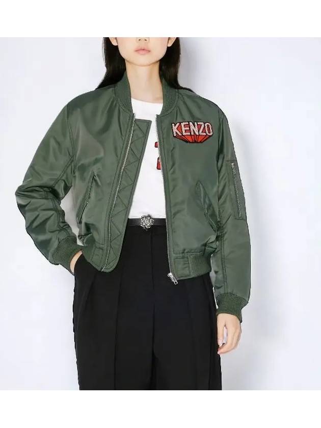 3D Logo Patch Pocket Bomber Jacket Dark Khaki - KENZO - BALAAN 2