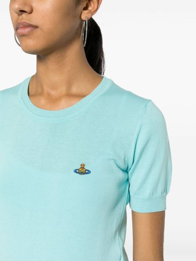 Bea Embroidery Logo Knit Top Aqua - VIVIENNE WESTWOOD - BALAAN 5