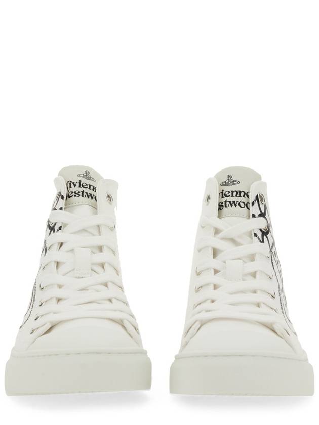 Logo Canvas High-Top Sneakers White - VIVIENNE WESTWOOD - BALAAN 4