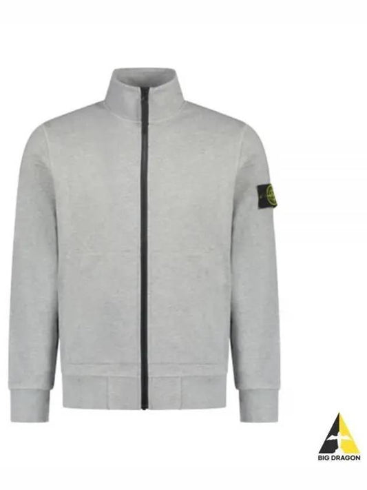 Men's Wappen Patch Cotton Zip Up Jacket Grey - STONE ISLAND - BALAAN 2