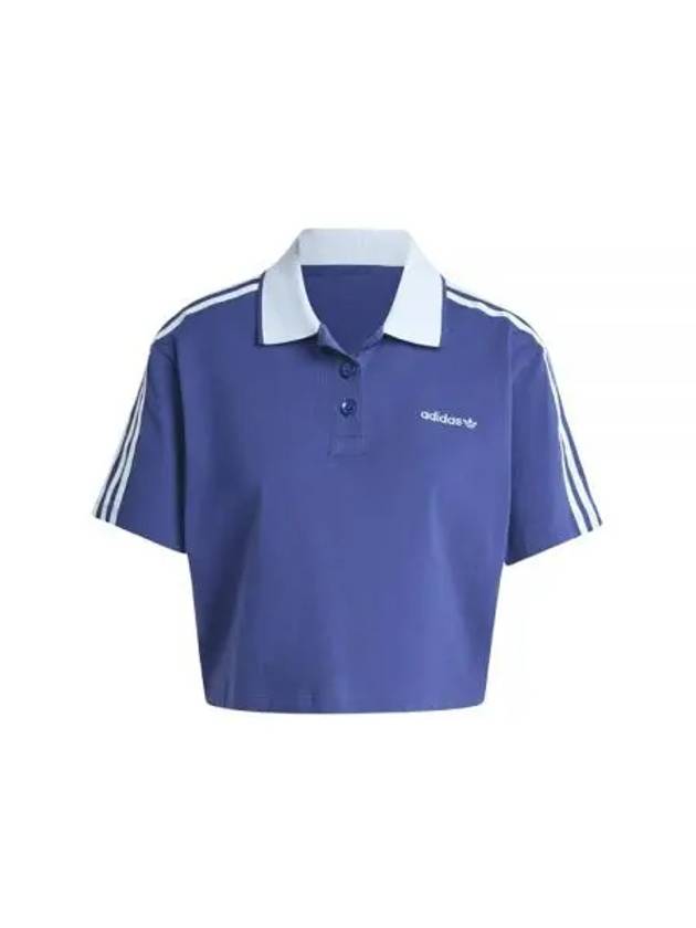 Logo Crop Short Sleeve Polo Shirt Dark Blue - ADIDAS - BALAAN 2