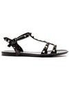 Rockstud Strap Sandals Black - VALENTINO - BALAAN 1