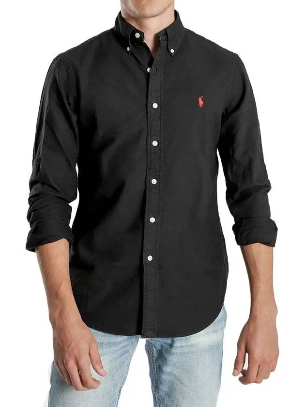 Men's Cotton Classic Fit Oxford Long Sleeve Shirt Black - POLO RALPH LAUREN - BALAAN 2