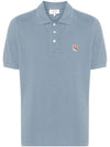 Fox Head Patch Cotton Polo Shirt Blue - MAISON KITSUNE - BALAAN 1