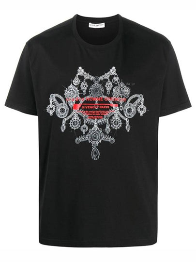 Jewelry Print Short Sleeve T-Shirt Black - GIVENCHY - BALAAN 2