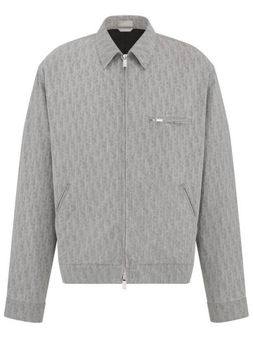 Oblique Zip-Up Blouson Zip-Up Jacket Grey - DIOR - BALAAN 1