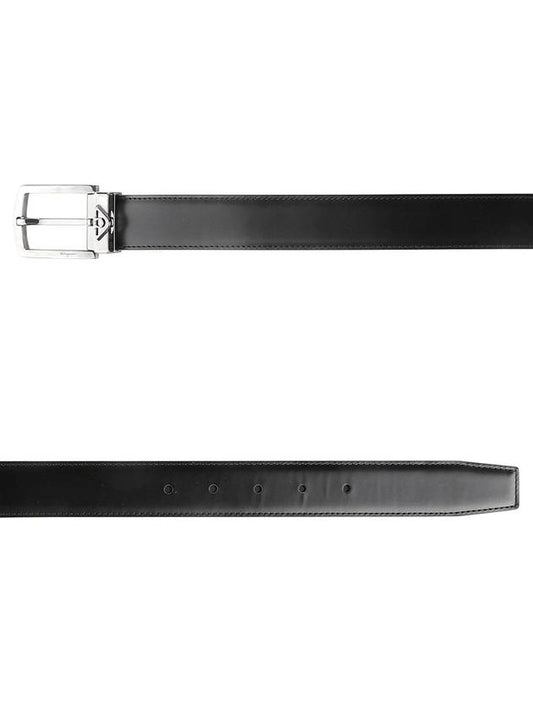 Men's Small Gancini Buckle Reversible Leather Belt Black - SALVATORE FERRAGAMO - BALAAN 2