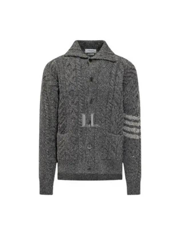 4-Bar Arm Band Knit Cardigan Grey - THOM BROWNE - BALAAN 2