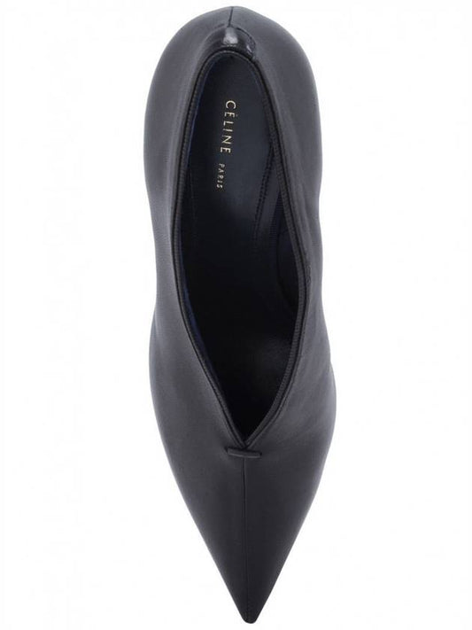 Women's Soft V-Neck Pumps Heel Black - CELINE - BALAAN.