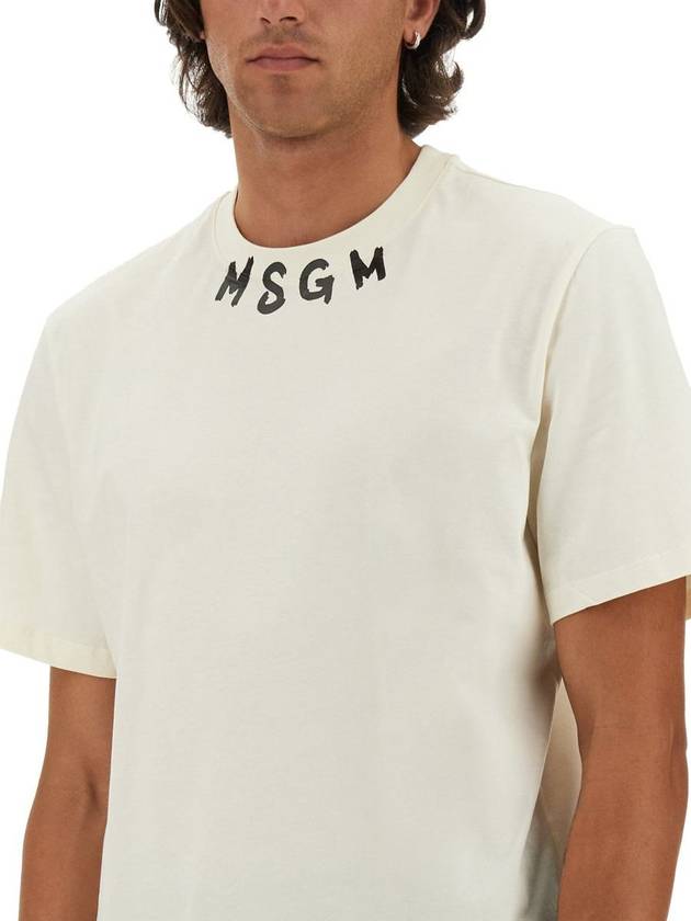 Msgm T-Shirt With Brushed Logo - MSGM - BALAAN 4