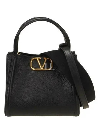 Logo Leather Tote Bag Black - VALENTINO - BALAAN 2