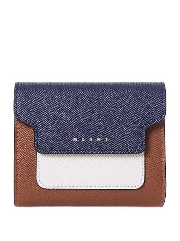 Saffiano Tri-Fold Half Wallet Navy - MARNI - BALAAN 2