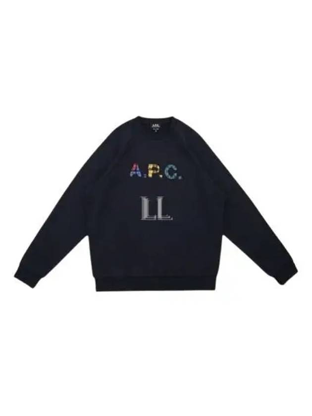 Shaun Tartan Check Logo Sweatshirt Navy - A.P.C. - BALAAN 2