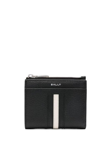 Ribon Logo Leather Half Wallet Black - BALLY - BALAAN 1