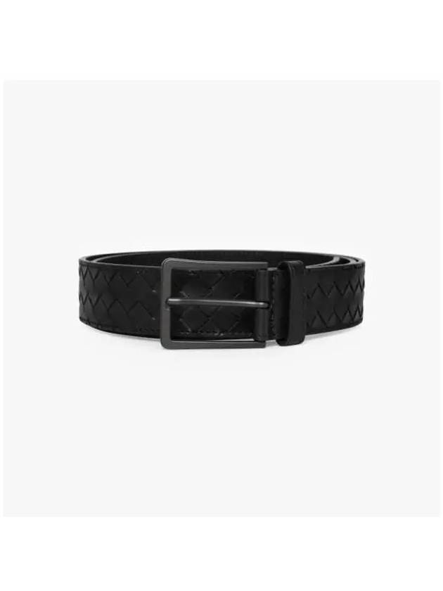 Intrecciato Leather Belt Black - BOTTEGA VENETA - BALAAN 3