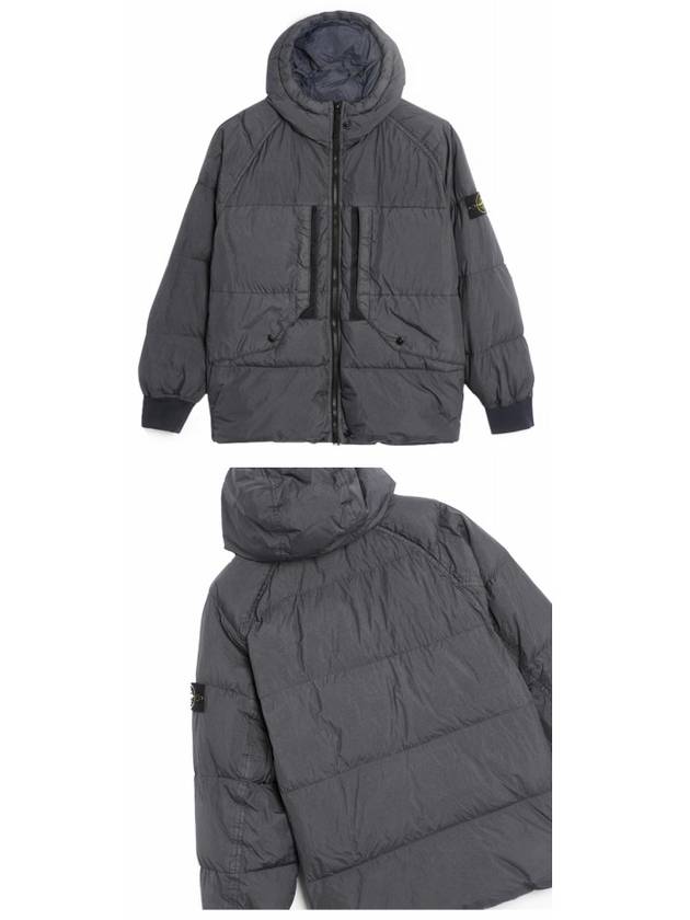 Garment Dyed Crinkle Reps Recycled Nylon Hoodie Padding Grey - STONE ISLAND - BALAAN 5