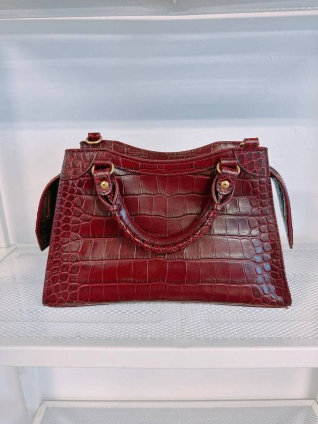 Women s Burgundy Neo Classic Croc Calf Leather Mini City Bag 638524 23EF1 6526 - BALENCIAGA - BALAAN 4