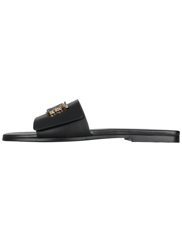 Monogram Motif Leather Slide Slippers Black - BURBERRY - BALAAN 4