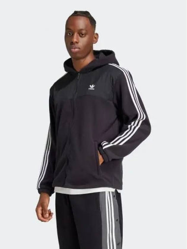 Adicolor 3S Teddy Fleece Hoodie BLACK - ADIDAS - BALAAN 1