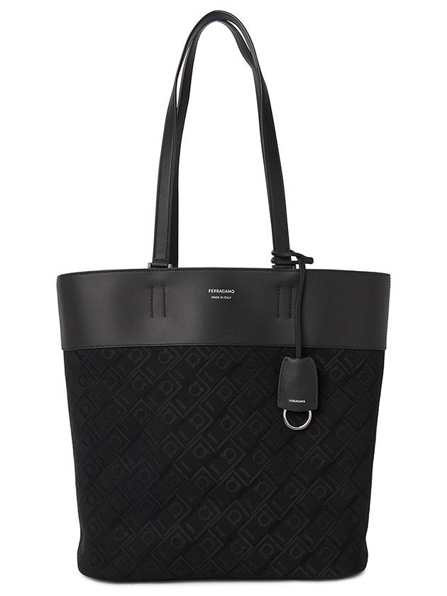 Logo Detail Jacquard Calfskin Tote Bag Black - SALVATORE FERRAGAMO - BALAAN 7