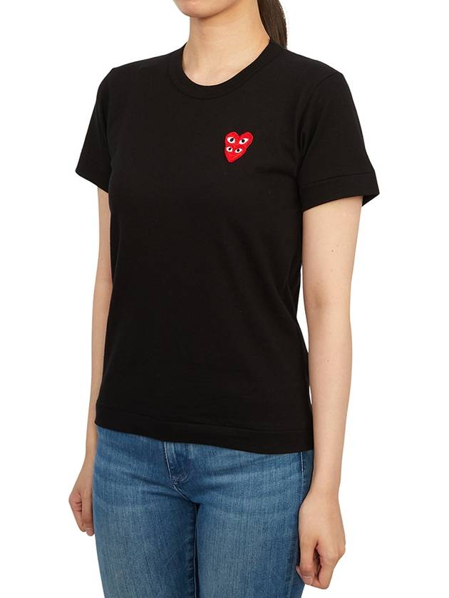 Women's Double Red Waffen Short Sleeve T-Shirt P1 T287 1 Black - COMME DES GARCONS PLAY - BALAAN 3