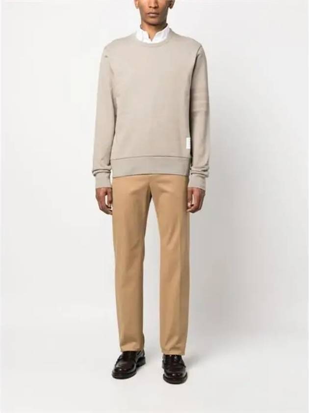 Classic Loopback Tonal 4 Bar Crewneck Knit Top Beige - THOM BROWNE - BALAAN 6