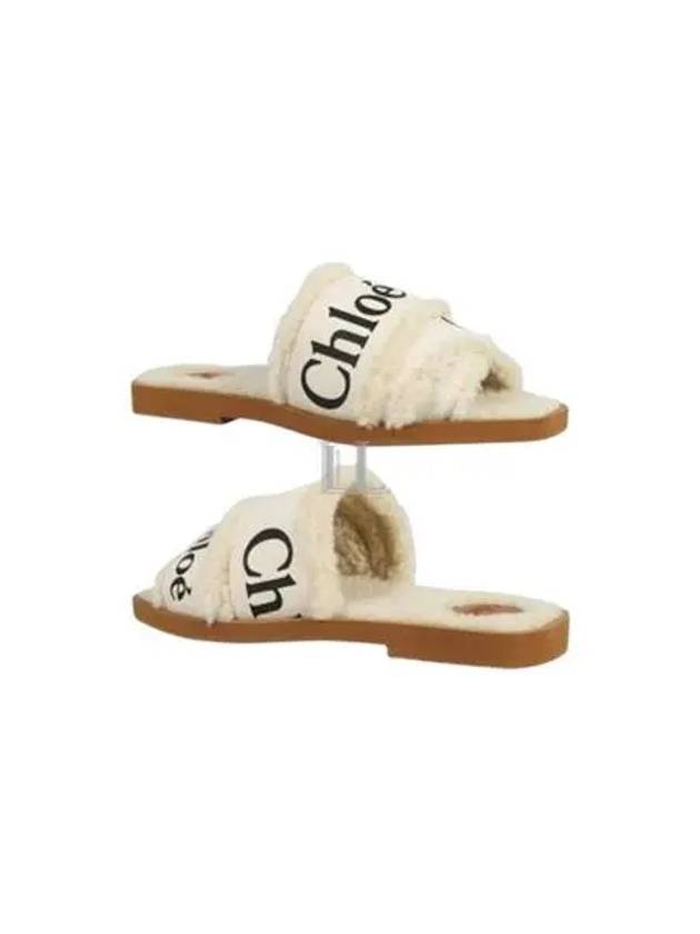 Woody Shearling Flat Mule Slippers Ivory - CHLOE - BALAAN 2