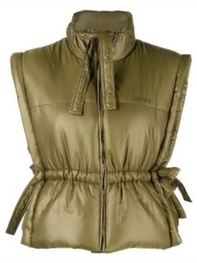 F7711 Women Shiny Quilted Vest Khaki 1258247 - GANNI - BALAAN 1