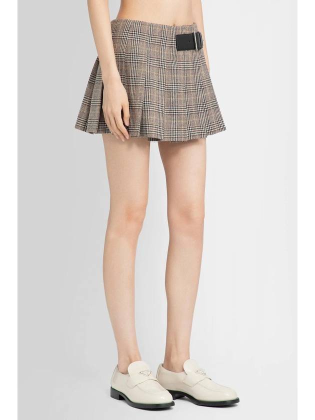 Triangle Logo Belt Mini Pleated Skirt Brown - PRADA - BALAAN 6