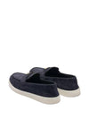 Triangle Logo Suede Leather Loafers Blue - PRADA - BALAAN 7