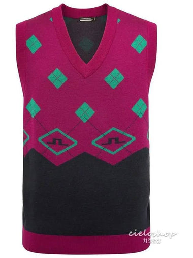 ARGYLE Knit Men s Golf Vest Groxinia AMKW07000 - J.LINDEBERG - BALAAN 1