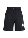 High Waisted Wool Shorts Navy - THOM BROWNE - BALAAN 2