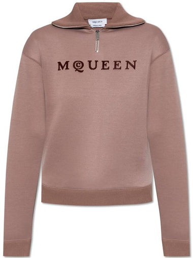 Alexander McQueen Sweatshirt With Collar, Women's, Pink - ALEXANDER MCQUEEN - BALAAN 1