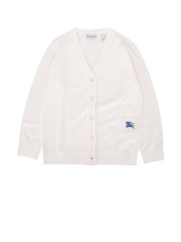 Kids V Neck Wool Cardigan Ivory - BURBERRY - BALAAN 1