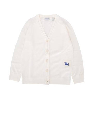 Kids V Neck Wool Cardigan Ivory - BURBERRY - BALAAN 1