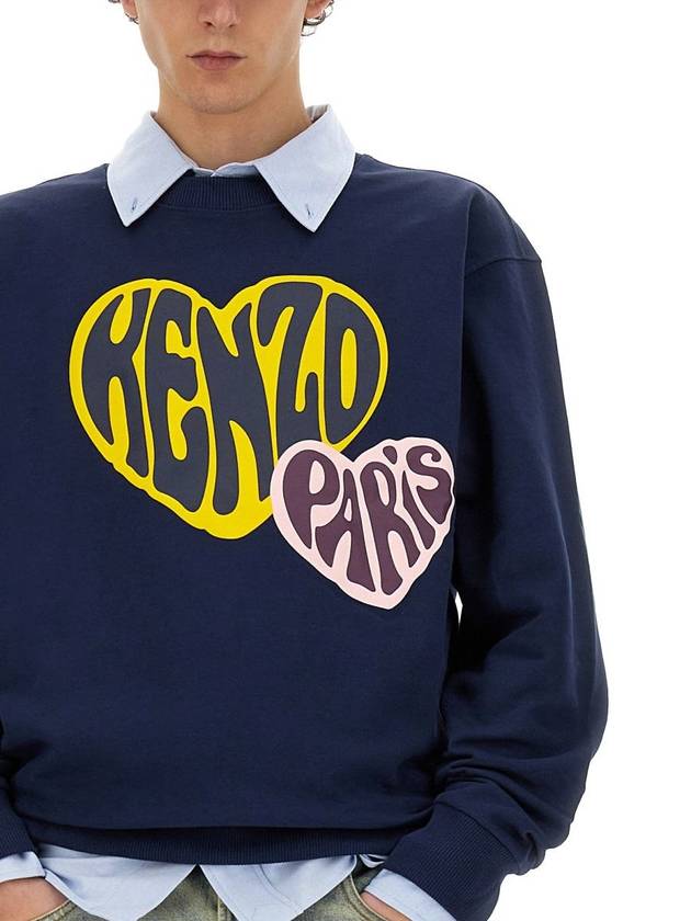 Heart Classic Cut Sweatshirt Midnight Blue - KENZO - BALAAN 5