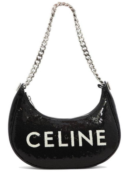 Ava Chain Medium Sequin Shoulder Bag Black - CELINE - BALAAN 1