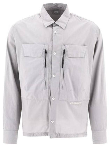 Cotton Popeline Over Long Sleeve Shirt Grey - CP COMPANY - BALAAN 1