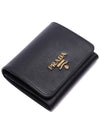 Vitello Gold Hardware Logo 3-fold Wallet Black - PRADA - BALAAN 6