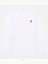 Small Heart Logo Long Sleeve T-Shirt White - AMI - BALAAN 2