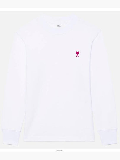 Small Heart Logo Long Sleeve T-Shirt White - AMI - BALAAN 2