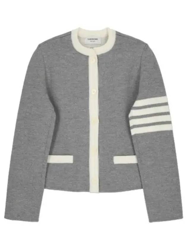 Merino cardigan light gray - THOM BROWNE - BALAAN 1