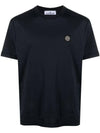 Logo Patch Short Sleeves T-Shirt Navy - STONE ISLAND - BALAAN 2