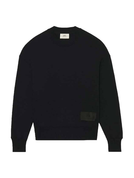 Satin Label Sweatshirt Black - AMI - BALAAN.