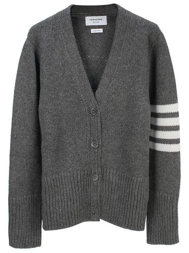 Pearl Embroidery Cashmere Cardigan Medium Grey - THOM BROWNE - BALAAN 1