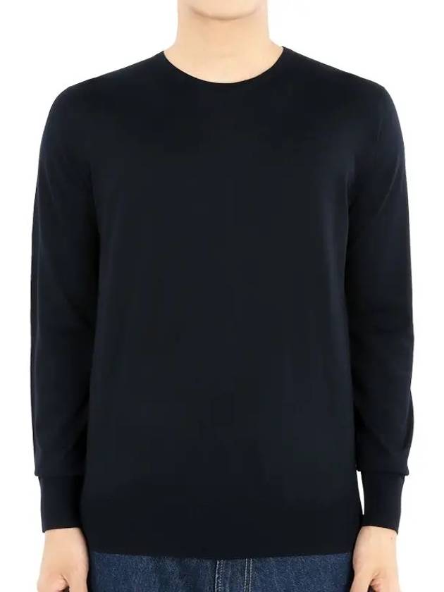 Men's Crew Neck Wool Knit Top Navy - LORO PIANA - BALAAN 3