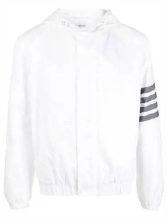 4 Bar Cotton Hooded Jacket White - THOM BROWNE - BALAAN 2